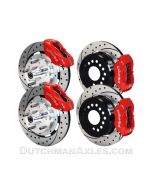 Wilwood Disc Brake kits, 12.19 inch rotor Front & Rear bundle, drilled & slotted vented rotors, red calipers